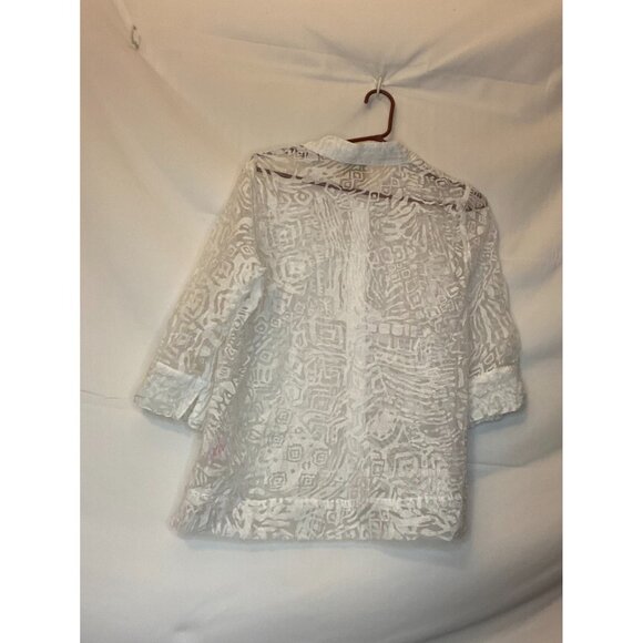 RUBY RD WOMENS SIZE 10P 10 PETITE SHEER WHITE BUTTON UP TOP SHIRT BLOUSE Medium - Picture 2 of 2